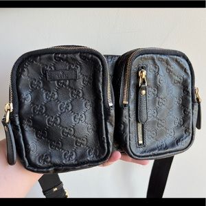 Authentic Gucci Waist Bag / Bum / Fanny in Black Gucissima Leather